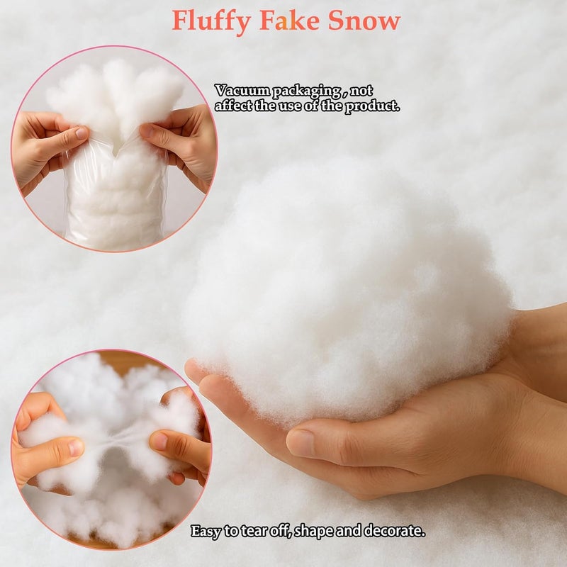 Pextian Christmas Fake Snow Decor, Fluffy Artificial Snow Fake Snow Decoration, Flame Resistant Indoor Cotton Snow Blanket for Xmas Village, Nativity, Xmas Tree, Crafts, Photo Prop, Xmas Decorations (5.6OZ) - Image 2